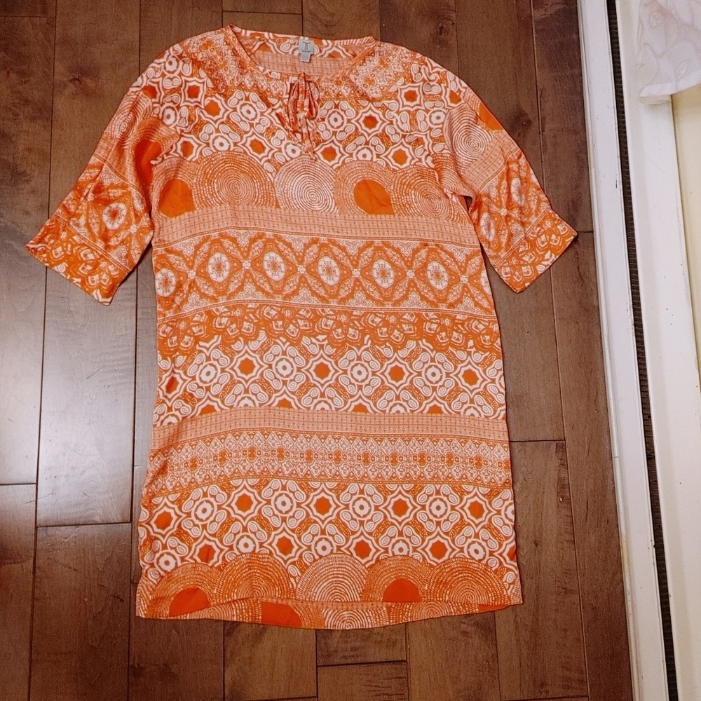 Tristan Casual lightweight‎ dress size M orange and white